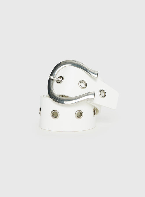 Aemelia Stud Detail Belt White