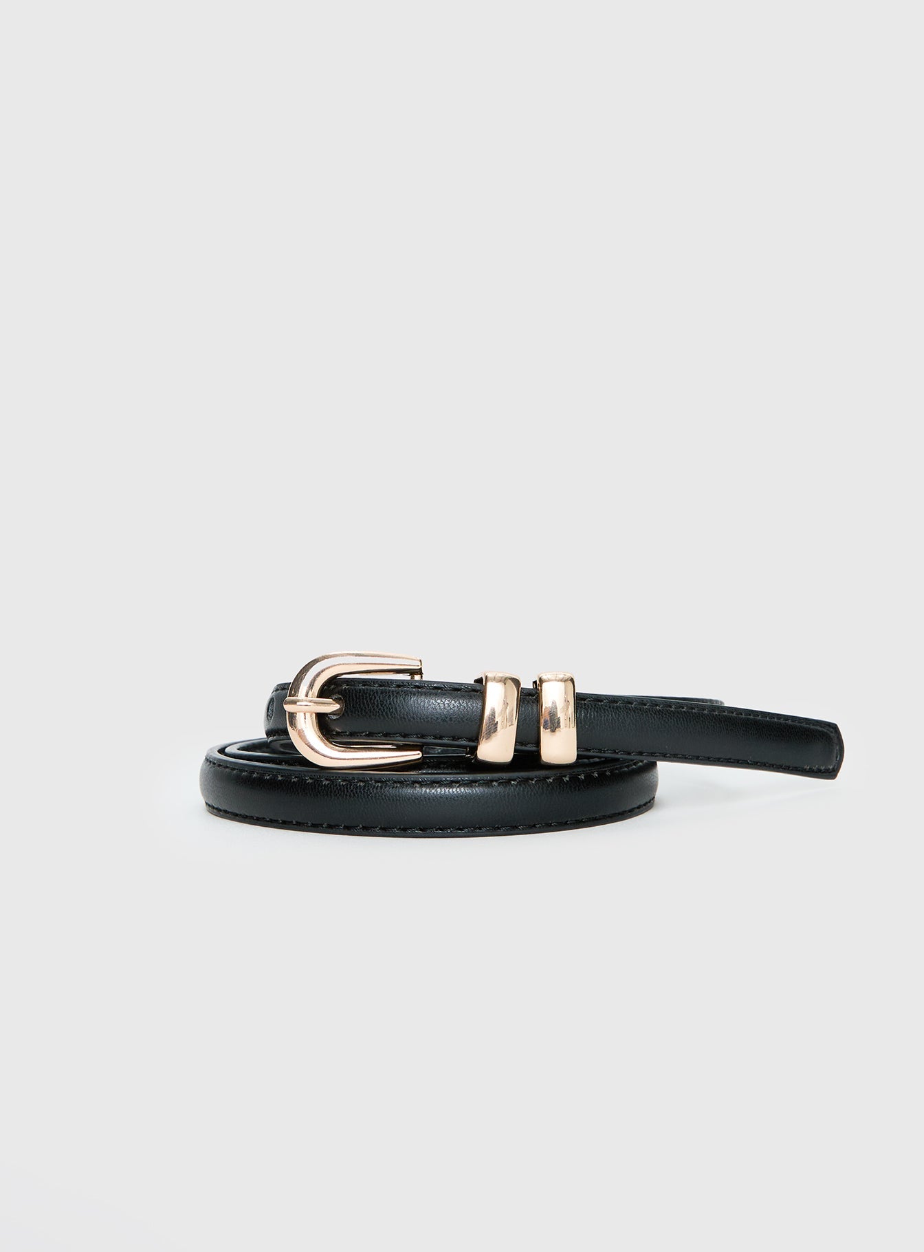 Antilles Faux Leather Micro Belt Black / Gold